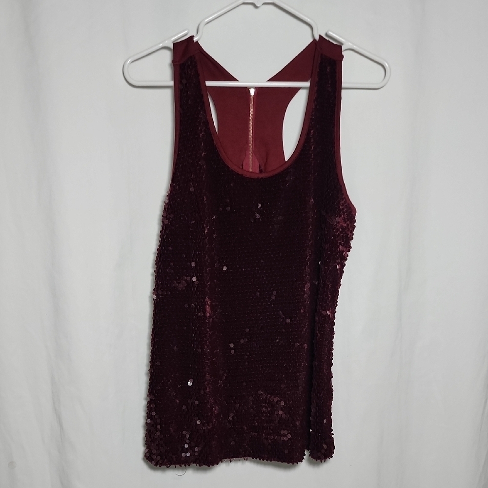 Sugarlips Burgundy Sequin Tank Top
